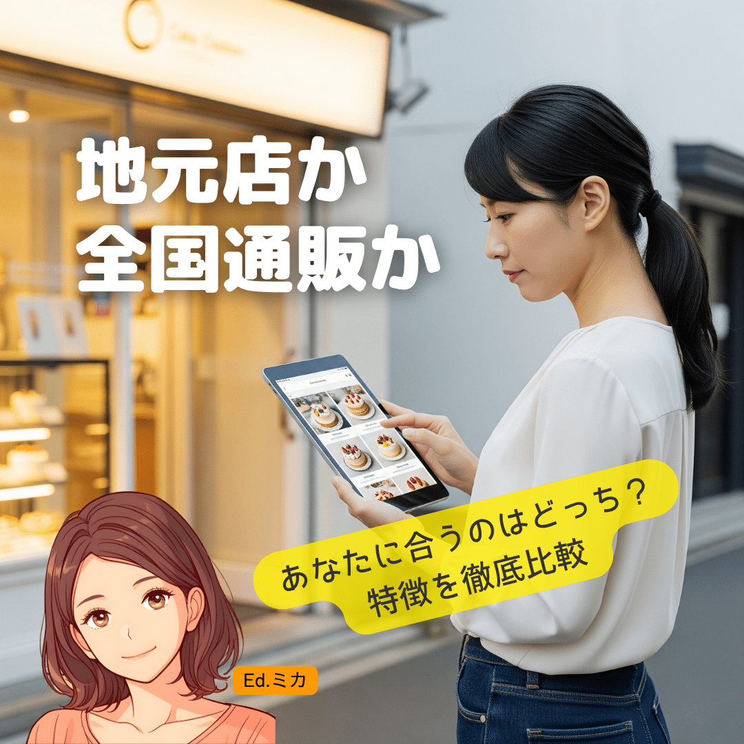 写真ケーキ選びの2つの道→地域密着の「地元店」か、便利な「全国通販」か？